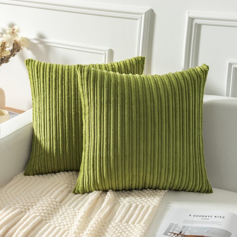 7337 Kevin Textile Spring Velvet Pillow Cover 24inch Striped Textured